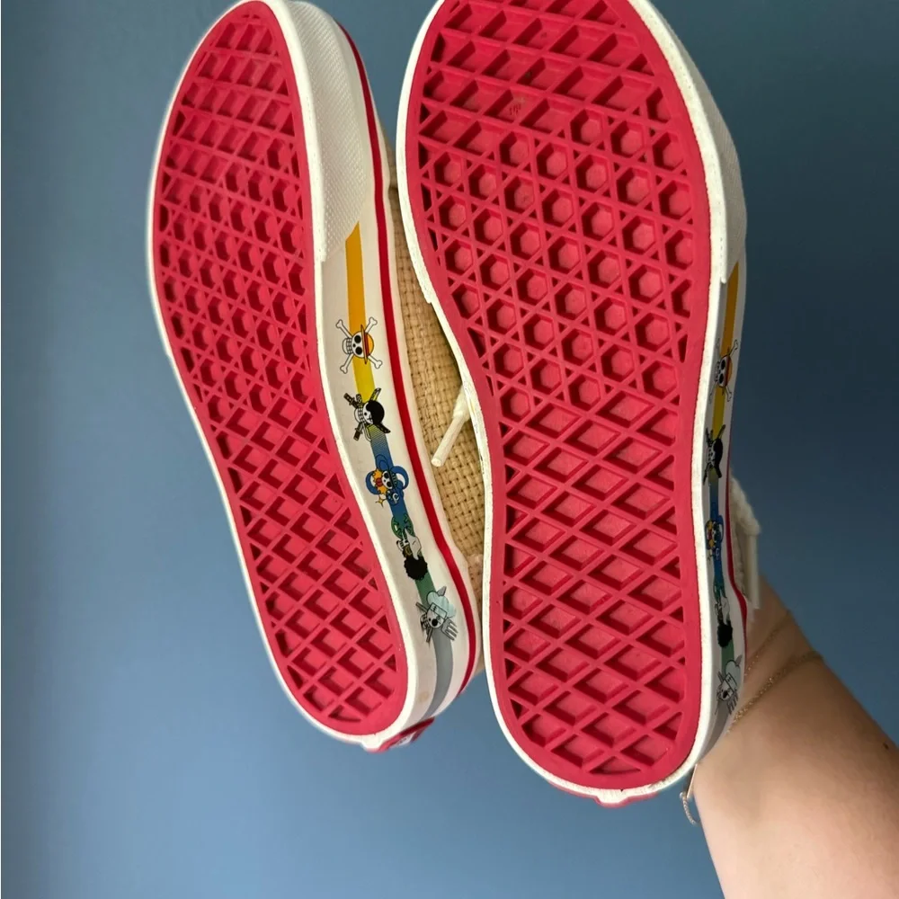 Vans x one piece‎ embroidered straw sneakers